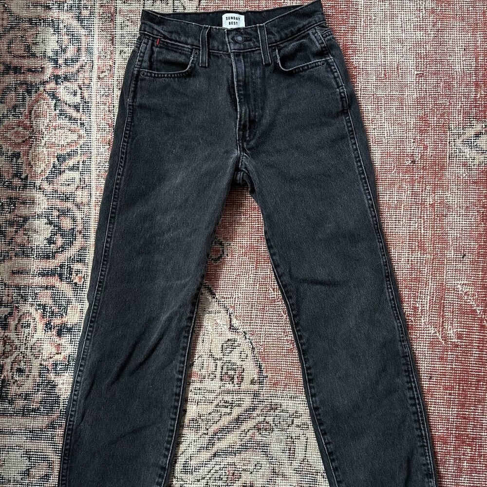Aritzia Sunday Best Black High-Waisted Straight Leg Jeans